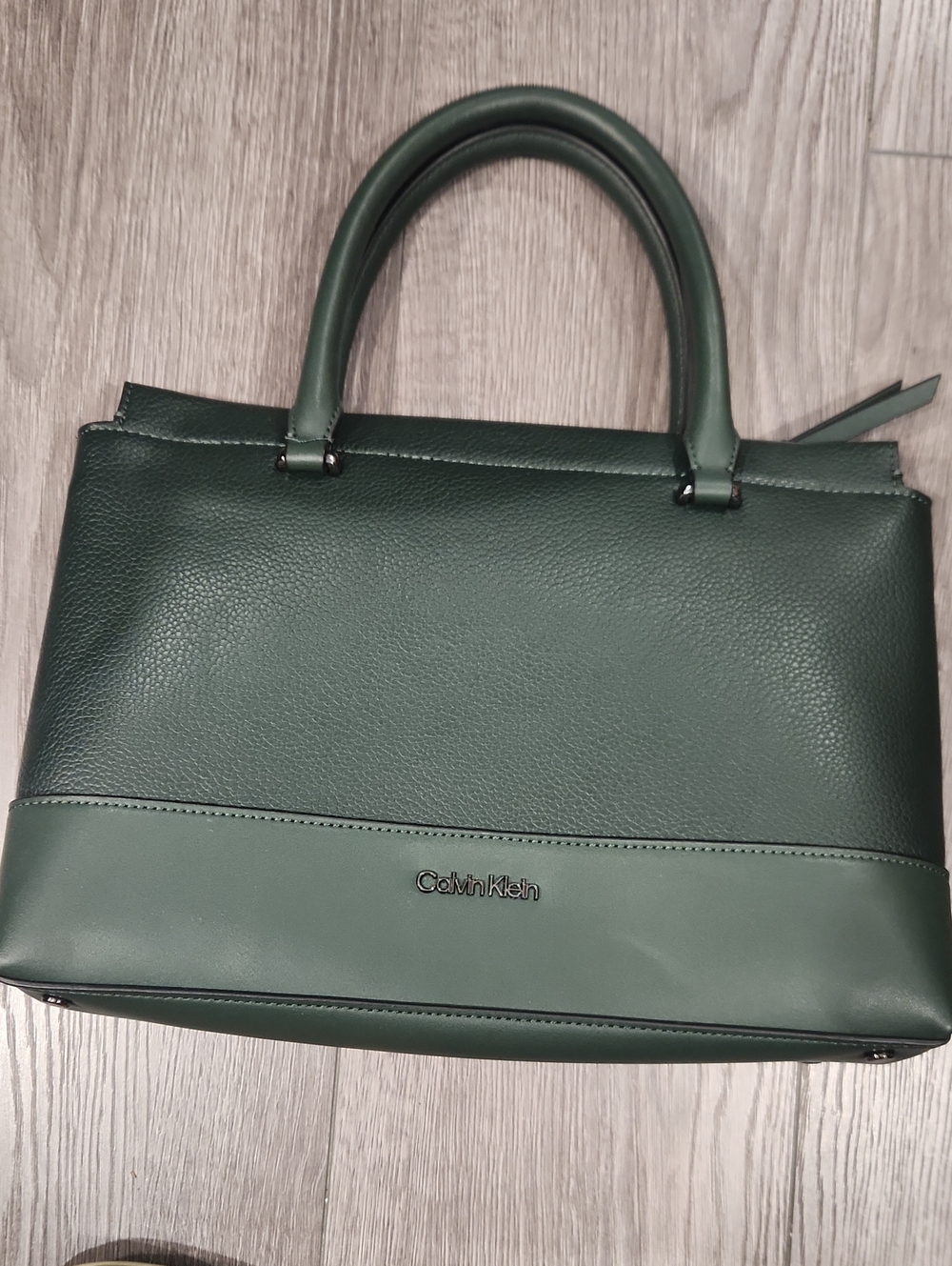 Calvin Klein Dark Green Structured Satchel